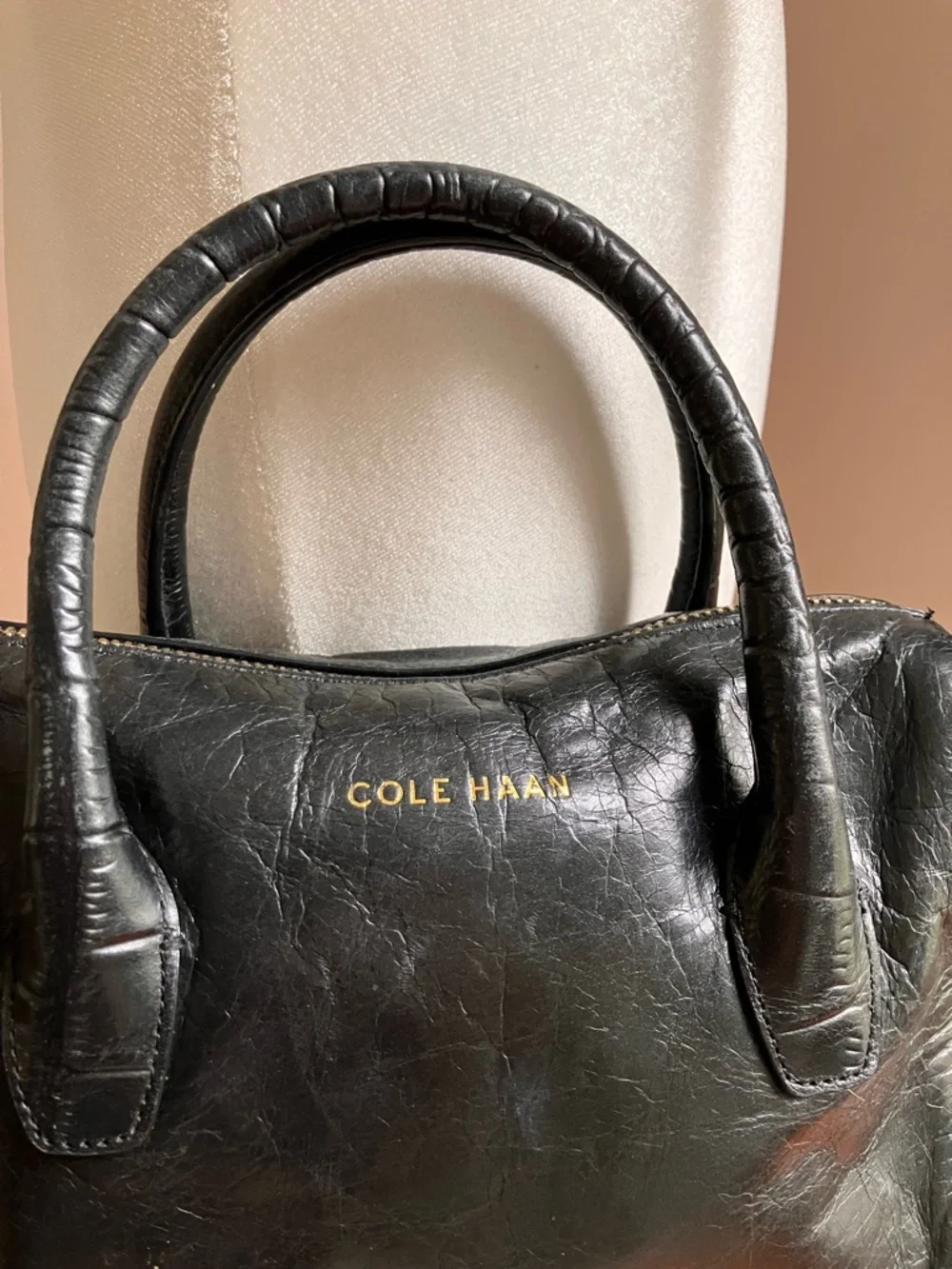 Cole Haan Women’s Black Leather Mini Satchel Crossbody Bag | Every Day Use